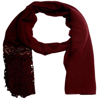 Lace cotton Diamond Stole-Maroon